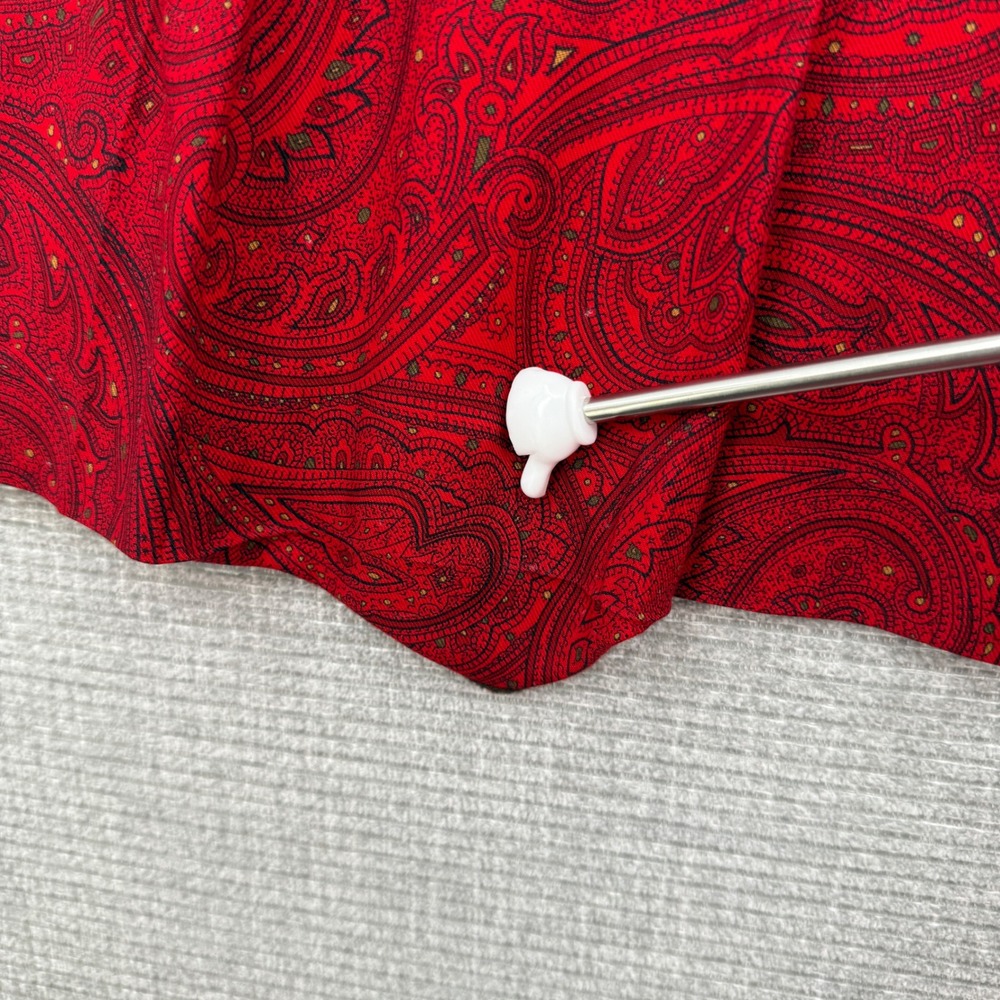 Vtg Liz Claiborne Petite Red Paisley Pleated Button Front Midi Skirt 6P Cottage - Picture 2 of 8